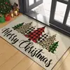 Tapetes de Chão de Natal Transfronteiriços Papai Noel Boneco de Neve Veludo de Cristal Tapete Estampado Cozinha Tapetes Antiderrapantes Tapetes Absorventes