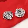 Plata de ley tubo doblado flor pequeña cuadrada 99 pies accesorios de plata retro hacer viejo 3D plata dura murciélago calabaza DIY materiales hechos a mano