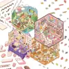 Pegatina de paisaje PET con microtinta, cabaña visual en miniatura estéreo 3D, escena, pegatina de dibujos animados para niños, descompresión, cuenta manual