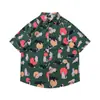Camisetas de Manga Corta Divertidas con Dibujos Animados y Graffiti Estilo Hong Kong Veranieño para Hombres y Mujeres Estilo Dopamina Sueltas Dulces Florales Camisas Modernas