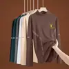 Camiseta de Manga Larga de Polar de Doble Cara para Hombre, Otoño e Invierno, Cuello Alto, Corte Ajustado Casual Unisex, Camiseta Base, Cuello de Solapa, Top Cálido