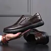 Zapatos de Cuero Casual de Negocios para Hombre, Algodón de una Sola Capa, Mismo Estilo, Suela Blanda, Transpirables, Cómodos, Forrados de Lana, Cálidos, Modernos, Tendencia, Al por Mayor, Suela Plana