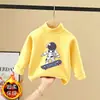 Ropa interior térmica para niños 2026 Nuevo estilo Niños medianos a grandes Otoño/Invierno Cuello semi-alto Ropa interior Camiseta de dibujos animados Manga larga Camiseta de forro polar