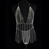 Joias transfronteiriças sutiã sexy de strass com franjas roupas calcinha conjunto corrente de corpo roupa íntima mostrar corrente de corpo