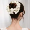 Scrunchie de Satén de Gama Alta Hecho a Mano con Borde de Cristal para Mujer, Nuevo Estilo de Accesorio para el Cabello de Celebridad de Internet Coreana, Lazo para el Cabello, Flor para el Cabello para Mujer