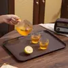 Bandeja Rectangular Imitación Madera, Bandeja para Cena, Bandeja para Té, Bandeja de Almacenamiento para Tazas de Agua del Hogar, Bandeja para Pasteles de Cafetería para el Año Nuevo