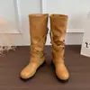 Nuevas botas de vaquero altas, estilo retro western, botas de caballero plisadas, moda 2026, otoño e invierno, con hebilla de cinturón