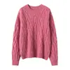 Invierno 2026 100% Cachemir Engrosado Cuello Redondo Tejido de Punto Manga Larga Puntos de Colores Suave y Liso Tejido de Trenza Suéter de Cachemir Top