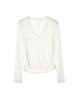 Baishiwang Camiseta de Manga Larga Blanca de Tencel Microtransparente Ligera para Mujer Verano Combinable Elástica Ajustada Adelgazante Cuello en V