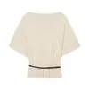 AliExpress europeo más vendido moda europea top de punto liso con cinturón