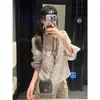 Design Estilo Preguiçoso Francês, Blusa Feminina de Outono Fina Casual com Gola V e Listras, Cardigã Top
