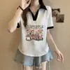 Camiseta estampada de manga corta para mujer talla grande, Nueva moda de verano, Holgada y elegante, Polo que reduce la edad y estiliza