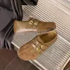 Zapatos tipo beanie, gamuza de corte medio, zapatos planos retro 2026, zapatos para mujer estilo Birkenstock, estilo Mary Jane, nueva colección de otoño