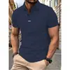 Nueva Camiseta de Verano para Hombre Moda Sencilla Versátil Camiseta de Manga Corta Color Sólido Cuello Solapa Manga Corta
