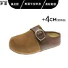 Em estoque~Versão em couro bovino super macia com sola grossa Birkenstock feminina bico fechado meio calce sem salto fácil de calçar sapatos casuais preguiçosos