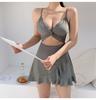 Traje de baño de aguas termales para mujer, conservador, que cubre el vientre, ajustado, de Corea del Sur, 2021, nuevo traje de baño de vacaciones, color sólido, para nadar