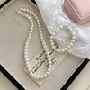 Colar de Pérolas de Vidro Suave e Elegante para Mulheres, Novo Estilo Popular de 2026, Corrente de Clavícula de Alta Qualidade, Corrente de Pescoço de Nicho de Luxo Leve