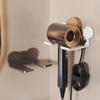 Soporte de pared para secador de pelo de nogal con ventosa, sin perforaciones, para baño