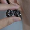 Pendientes de Zirconia Negro Super Flash Elegantes de Alta Atmósfera Corea del Sur Pendientes de Alto Sentido 2024 Nuevos Pendientes de Moda