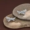 Brincos de Laço de Fita Prata S925 Totalmente Cravejados com Diamante Sintético 3D, Mesmo Estilo dos do Xiaohongshu e Douyin