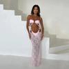 Conjunto de Bikini de Tres Piezas con Top de Tubo Transparente de Encaje y Falda Larga para Vacaciones en la Playa Traje de Baño de Dos Piezas para Mujer Venta al por Mayor