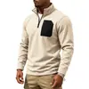 Coleção masculina de outono e inverno estilo europeu e americano: moletom masculino com gola alta, zíper parcial e mangas compridas, projetado para exportação