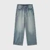 Pantalones vaqueros APO para hombre, estilo americano, lavados, para hombre, de pierna recta, holgados, modernos, elegantes y de corte limpio, largos
