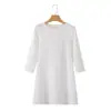 Ropa de Mujer Transfronteriza 2026 Moda Europea y Americana Vestido Mezclado de Hombros Descubiertos y Mangas a la Altura del Codo para Mujer M87005 Amazon