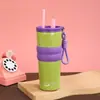 Taza Térmica Antideslizante de Silicona de Color Contrastante para Influencers 680ml Portátil de Mano con Popote Botella de Agua para Estudiantes Viajes al Aire Libre