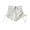 Pantalones cortos con cordón estilo chica sexy para mujer, novedad de verano 2022, cintura alta, adelgazantes, pierna larga y ancha, pantalones cortos finos de verano para mujer