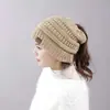 Gorro de Punto Cálido para Invierno al Aire Libre Transfronterizo, Gorro Grueso de Punto para Pullover, Gorro de Lana de Moda Deportiva para Cola de Caballo