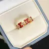 Anillo Abierto Letra H Incrustado con Circonita Bañado en Oro Real de 14K, Estilo de Nicho de Alta Gama Versátil Vintage Joyería