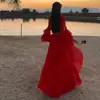 Top Rojo con Volantes, Atuendo para Sesión de Fotos en la Playa Estilo Tailandés, Conjunto Estilo Vacaciones, Falda Acampanada de Chifón