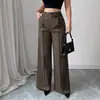 Pantalones de Traje Casual Elegantes de Trabajo para Mujer de Pierna Recta Sueltos de Cintura Alta, Novedad Otoño e Invierno 2025 Europeos y Americanos Transfronterizos