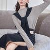 Outono e inverno nova camisa de fundo feminina renda manga comprida meia gola alta cruz jacquard top solto moda interior emagrecer