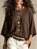 Colección Otoño 2026 Superventas de Amazon Suéter Cardigan de Punto de Color Sólido con Mangas Amplias Holgadas, Cuello Redondo Adelgazante para Mujer