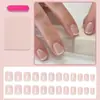 Uñas Postizas Portátiles Estilo Francés Transfronterizas Color Sólido Parche Dulce Manicura Borde Francés Blanco Uñas Postizas Terminadas Uñas Portátiles Al Por Mayor