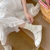 Calcetines de Rayas Crema Calcetines de Media Caña para Mujer Primavera y Verano Calcetines Finos de Confinamiento Simples Ins Modernos Estilo K Estilo Japonés Medias de Verano