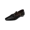 Zapatos Mary Jane de Piel de Oveja Lavada Super Elegantes 2026 Otoño Tacón Bajo Cuadrado Correa en T Piel Genuina Zapatos para Mujer