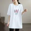 Camiseta de Manga Corta de Longitud Media para Mujer Tallas Grandes, Nuevo Estilo Verano 2026, Corte Holgado, Top que Reduce la Edad para Madres de Mediana Edad