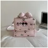 Mochila Estilo Soft Girl Japonês Coração Bolinhas Desenho Animado Laço em Forma de Mochila Versátil Feminina Bolsa de Mão Pequena para Passeio