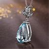 Colgante Hierba de la Suerte Yihua Colgante de Aguamarina Natural Chapado en Oro Blanco de 18 Quilates Colgante de Aguamarina con Diamante