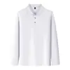 Talla europea, polo de exportación transfronteriza, camiseta deportiva de secado rápido, ropa de trabajo, polo blanco de manga larga para hombre, hecho a medida