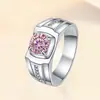 Anillo para Hombre Anillo de Plata de Ley S925 Anillo de Moissanita para Hombre Alta Calidad Sólido Simple Moda Europea y Americana Joyería Transfronteriza