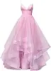 Vestido de noche largo para mujer, de comercio exterior, escote en V profundo con tirantes, falda abullonada, ceñido a la cintura, color liso, bajo irregular, suministro para estación internacional