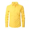 Nueva Camisa de Negocios Transfronteriza Ajustada de Manga Larga Color Sólido Algodón Bolsillo Casual Talla Grande Camisa para Hombre Camisa para Hombre