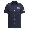 Verão 2024 Transfronteiriço Camisas de Manga Curta Masculinas Tamanho Plus Algodão Puro Casual Manga Média Uniforme Militar Roupa de Trabalho Camisas Outdoor