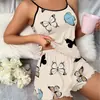 Comércio Exterior Europeu e Americano Estampado Primavera e Outono Todas as Estações Atacado Pijama Conjunto de Duas Peças Estampa de Leopardo Lingerie Sexy Roupa de Casa para Mulheres