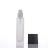 Frasco de Loção Quadrado Fosco de Alta Aparência em Estoque, Frasco de Vidro Espesso Transparente para Essência, Frasco Dispenser Cosmético Portátil