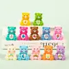 Desenho Animado Criativo Moderno Luminoso Cor Sólida Urso Arco-Íris Resina Acessório DIY Chaveiro Enfeite de Carro Ursinho Teddy